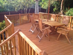 Wooden handrail for decking